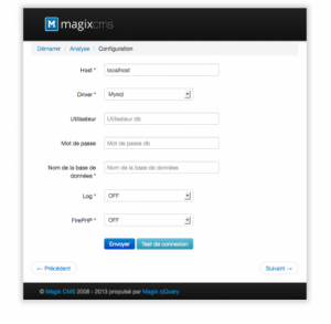 Configuration de l'installation de Magix CMS