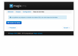 Installation de la base de données de Magix CMS