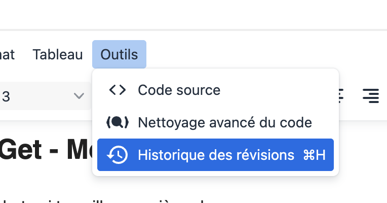 Bouton pour les révisions de tinymce