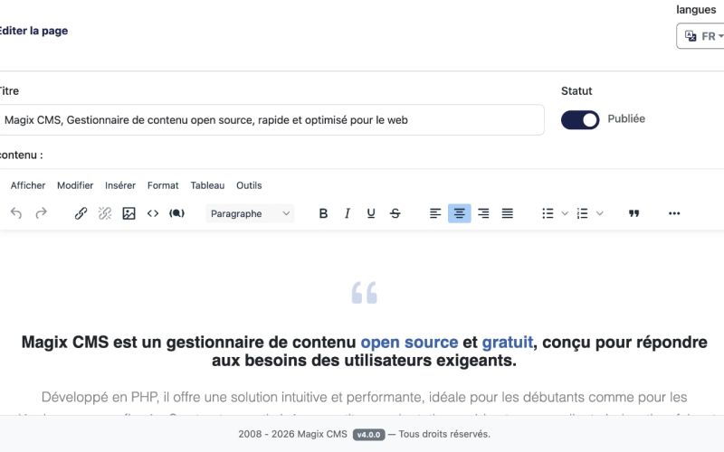 Gestion de la page d'acceuil