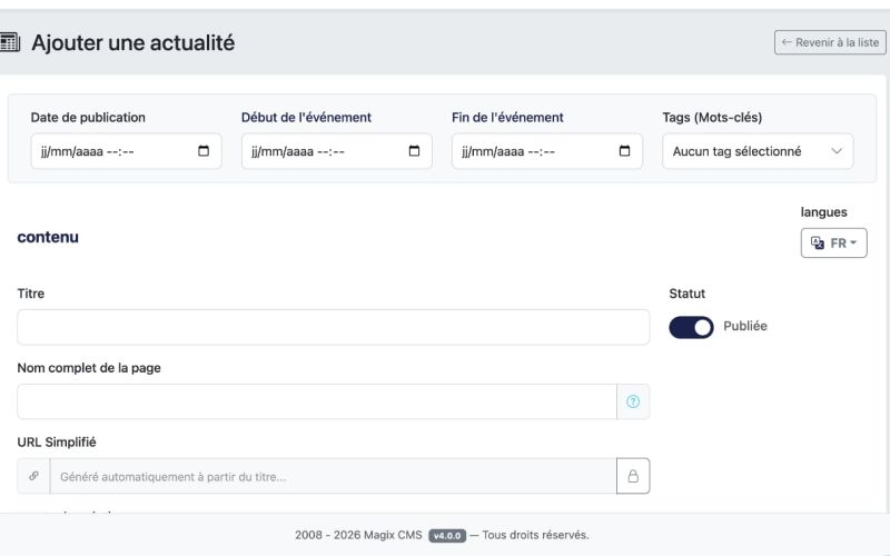 Ajouter une actualité