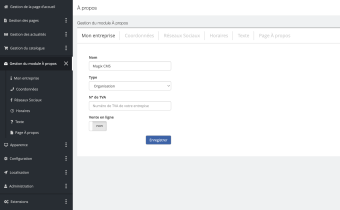 Gestion du module A propos Gestion du module A propos