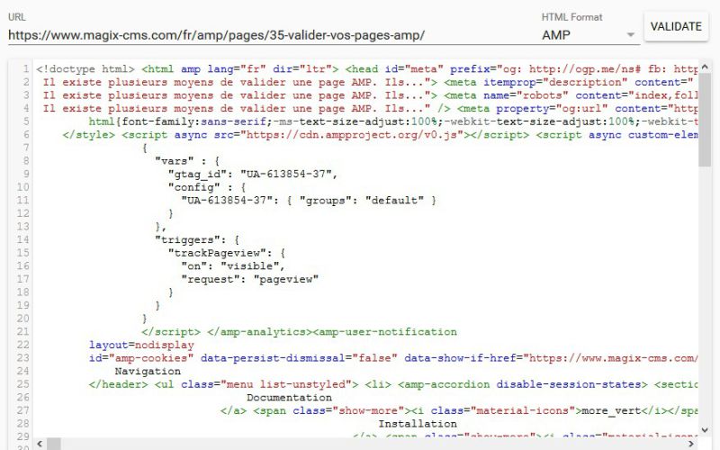 Valider vos pages AMP