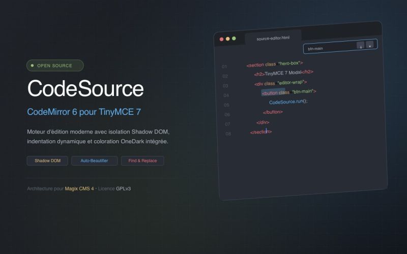 CodeSource : L'éditeur HTML avancé CodeSource : L'éditeur HTML avancé